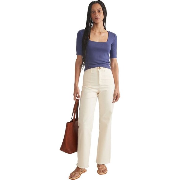 Marine Layer Lexi Rib Square Neck Top Skipper Blue XL - Picture 5 of 16